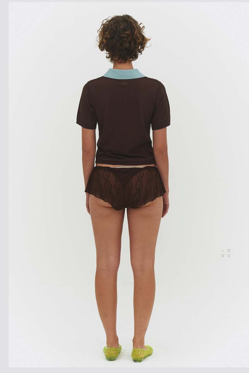 Araci Knit Polo Top - Cocoa Cream