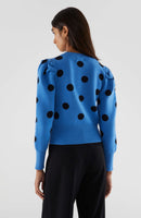 Polka Dot Puff Sleeve Sweater