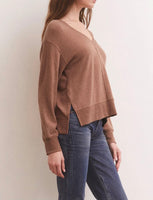 Wilder Cloud V Neck Long Sleeve Top - Penny