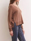 Wilder Cloud V Neck Long Sleeve Top - Penny