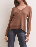 Wilder Cloud V Neck Long Sleeve Top - Penny