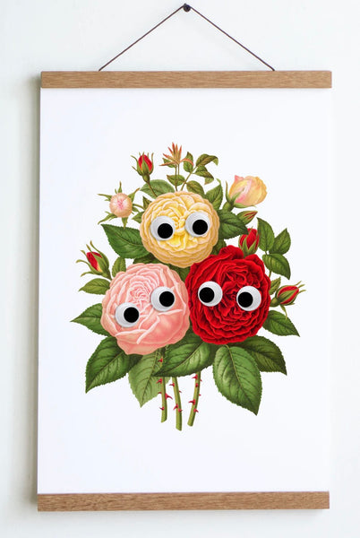 Googly Roses Print