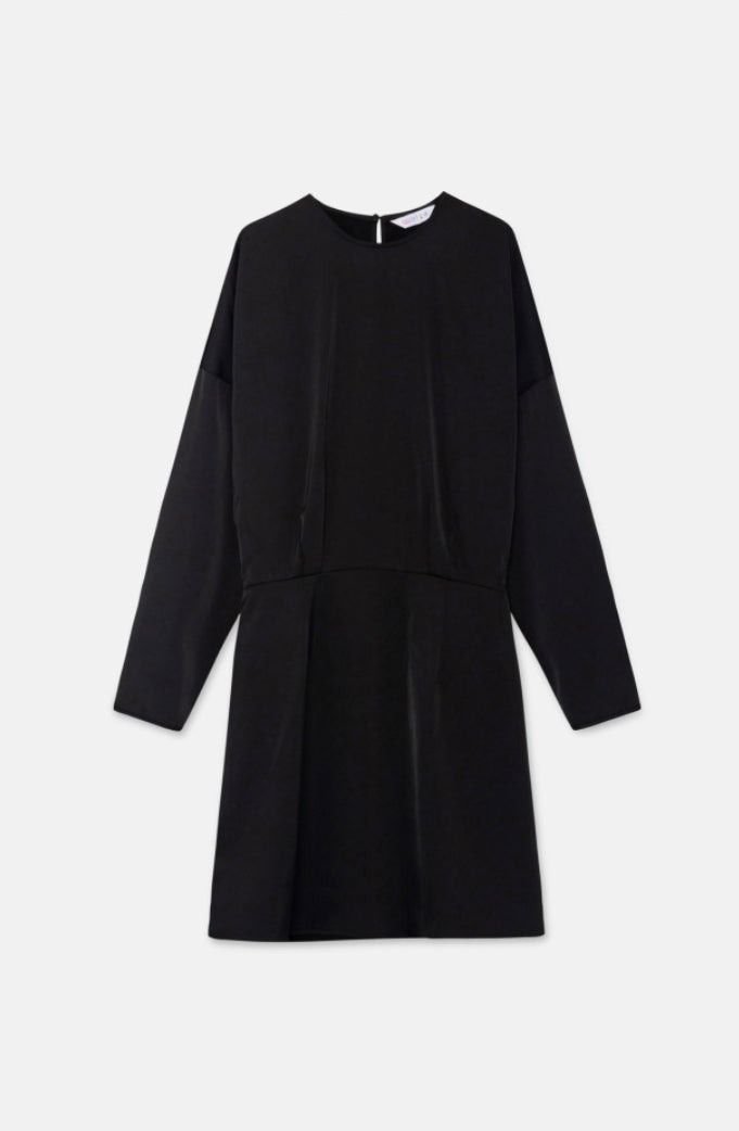 Black Satin Long Sleeve Dress