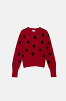 Polka Dot Puff Sleeve Sweater