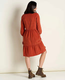 Scouter Cord Long Sleeve Tiered Dress - Cinnamon
