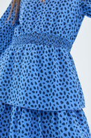 Blue Polka Dot Short Ruffle Dress