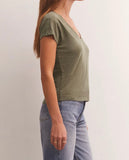 Modern V Neck Tee - Evergreen