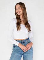 Bamboo Long Sleeve Crop Scoop Neck Top