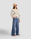 Puff Sleeve Blouse With Hand-Drawn Banana Leaf Print