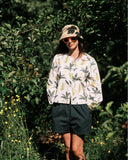 Puff Sleeve Blouse With Hand-Drawn Banana Leaf Print