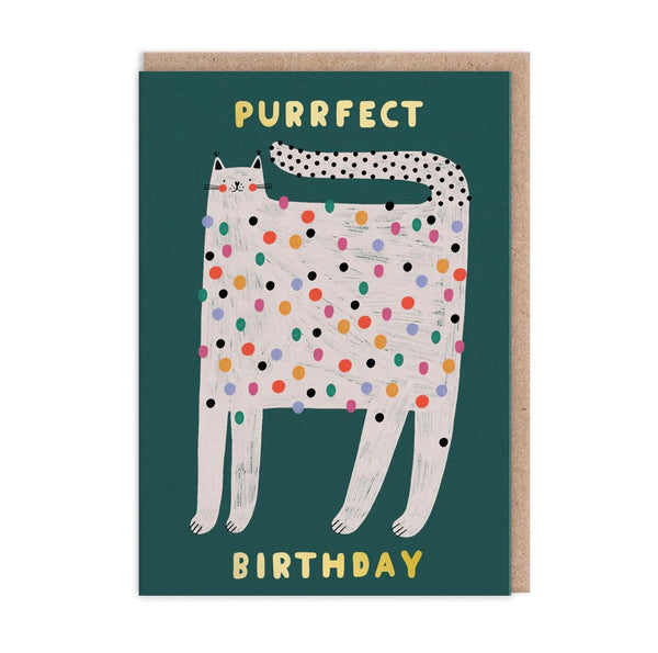 Spotty Cat Happy Birthday Greeting Card