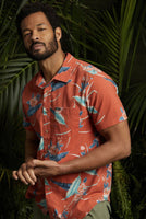 Charter Print Short Sleeve Woven - Burnt Red/Pacific Blue