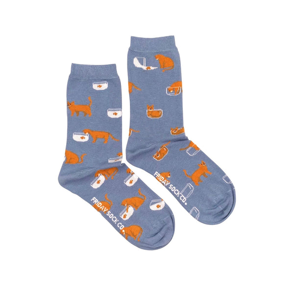 Cat & Goldfish Mismatched Socks