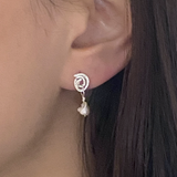 Spiral Stud With Pearl Earring