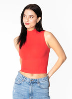Bamboo Rib Sleeveless Mock Neck