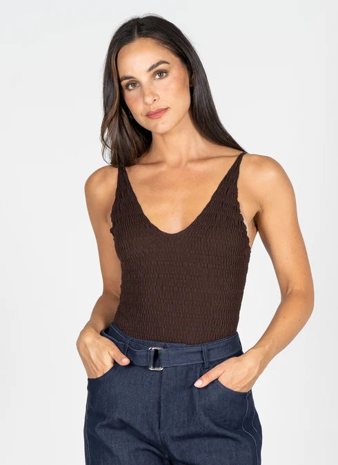 Bamboo Seamless Smocked Tank
