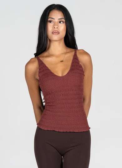 Bamboo Seamless Smocked Tank