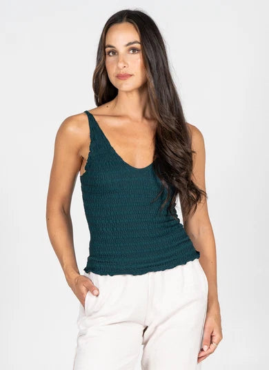 Bamboo Seamless Smocked Tank