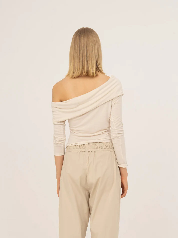 Off Shoulder Jersey Top - Tender White