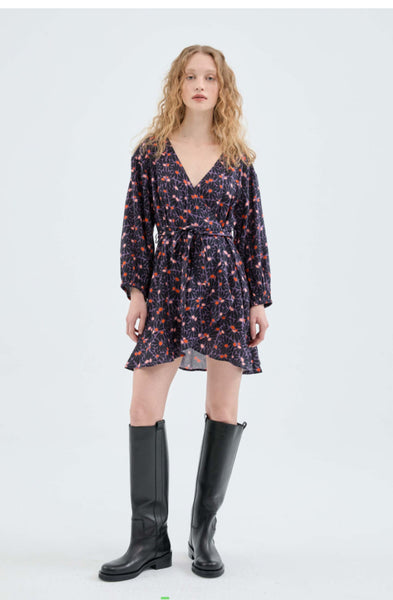 Purple Floral Wrap Dress