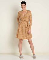 Cue Long Sleeve Wrap Dress Barley Ditsy Print Purr Clothing Calgary