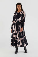 Abstract Print Midi Dress