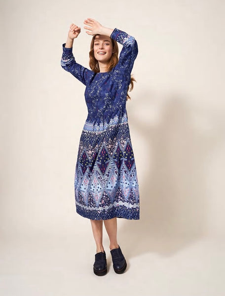 Elisa Midi Dress - Navy Multi