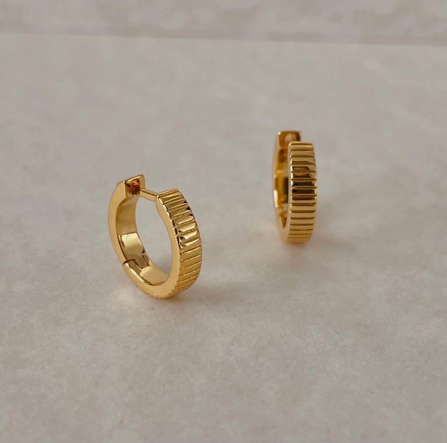 Ribbed Honey Huggie Hoops Earring