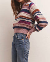 Asheville Stripe Sweater - Magenta Punch