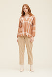 Plaid V Neck Blouse