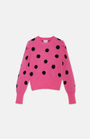 Polka Dot Puff Sleeve Sweater