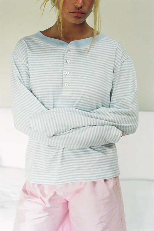 Hemp Bay Henley - Daydream Stripes