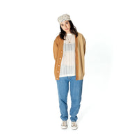 Colourblocked Cardigan - Tan/Cream