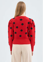 Polka Dot Puff Sleeve Sweater