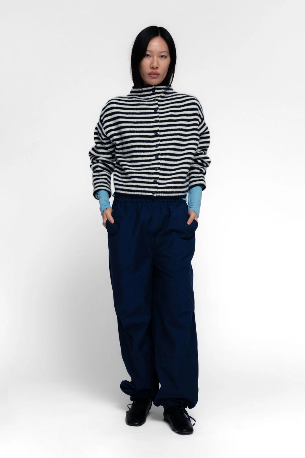Siel Cardigan - Navy/White