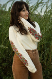 Folk Flowers CC Long Sleeve Printed Tee - Cream