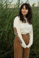 Folk Flowers CC Long Sleeve Printed Tee - Cream
