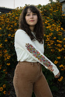 Folk Flowers CC Long Sleeve Printed Tee - Cream