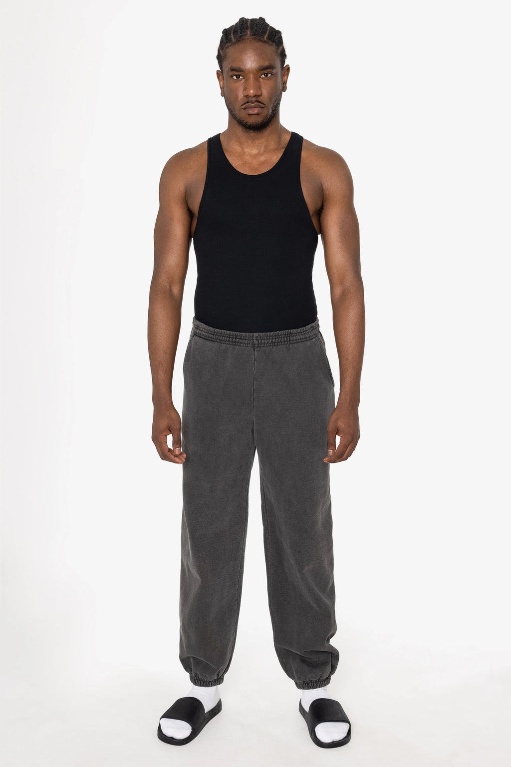 Heavy Fleece Garment Dyed Sweatpants - Vintage Black