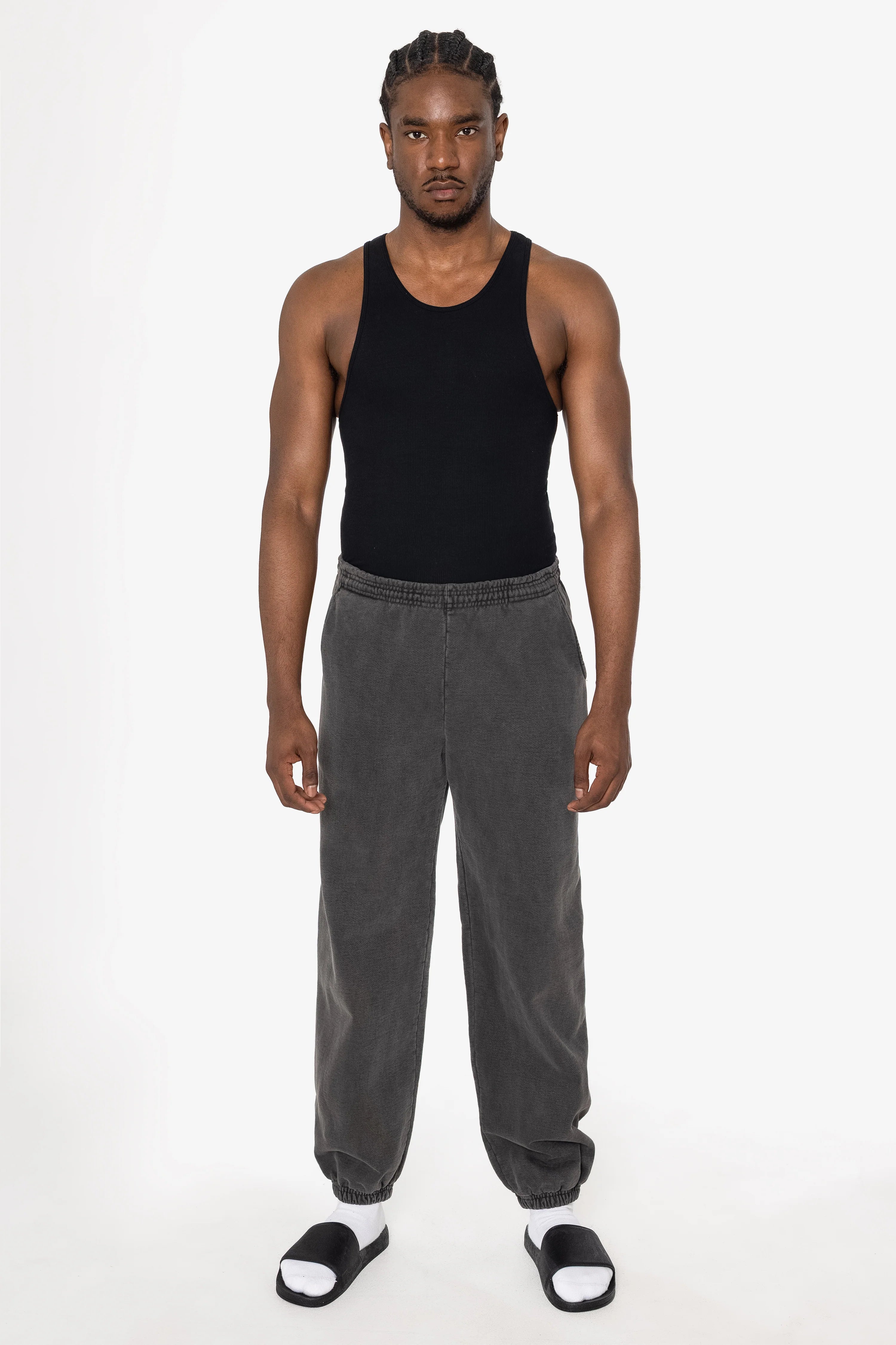 Heavy Fleece Garment Dyed Sweatpants - Vintage Black