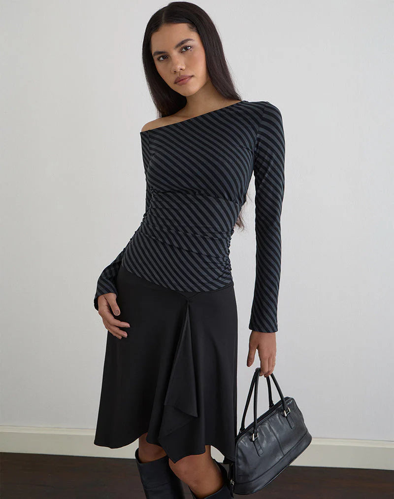 Hoang Top - Oblique Stripe Ocean Storm