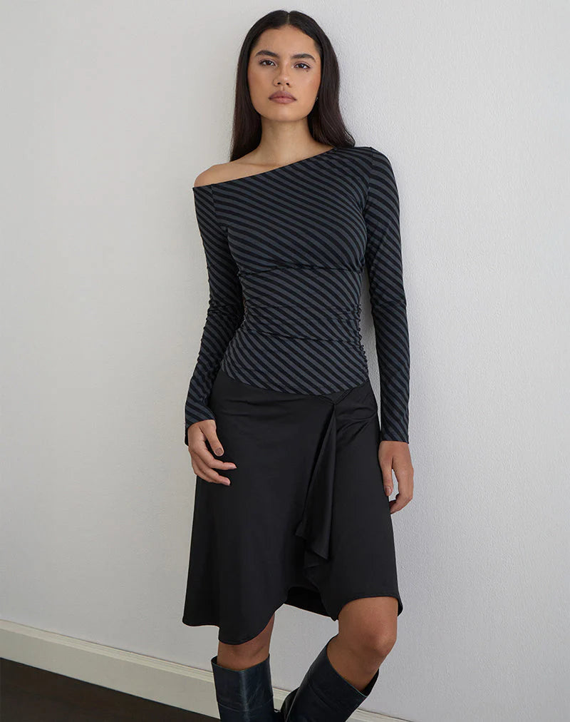 Hoang Top - Oblique Stripe Ocean Storm