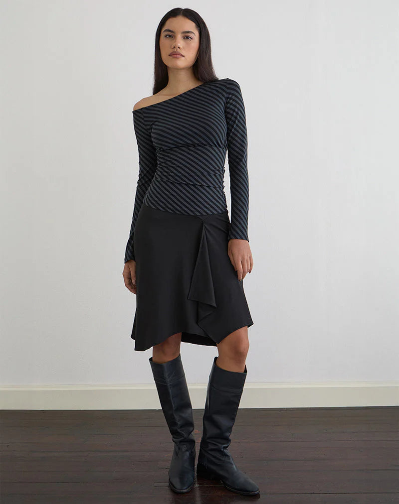 Hoang Top - Oblique Stripe Ocean Storm