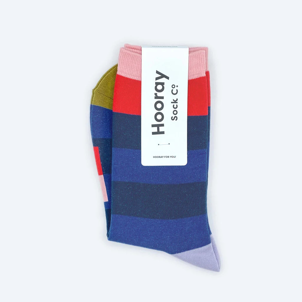 Fillmore Bold Stripe Crew Socks — Marina Blue
