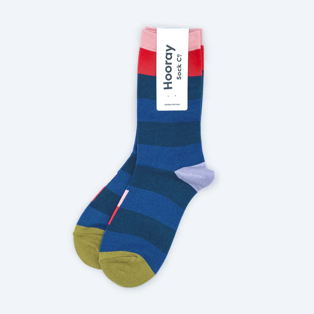Fillmore Bold Stripe Crew Socks — Marina Blue