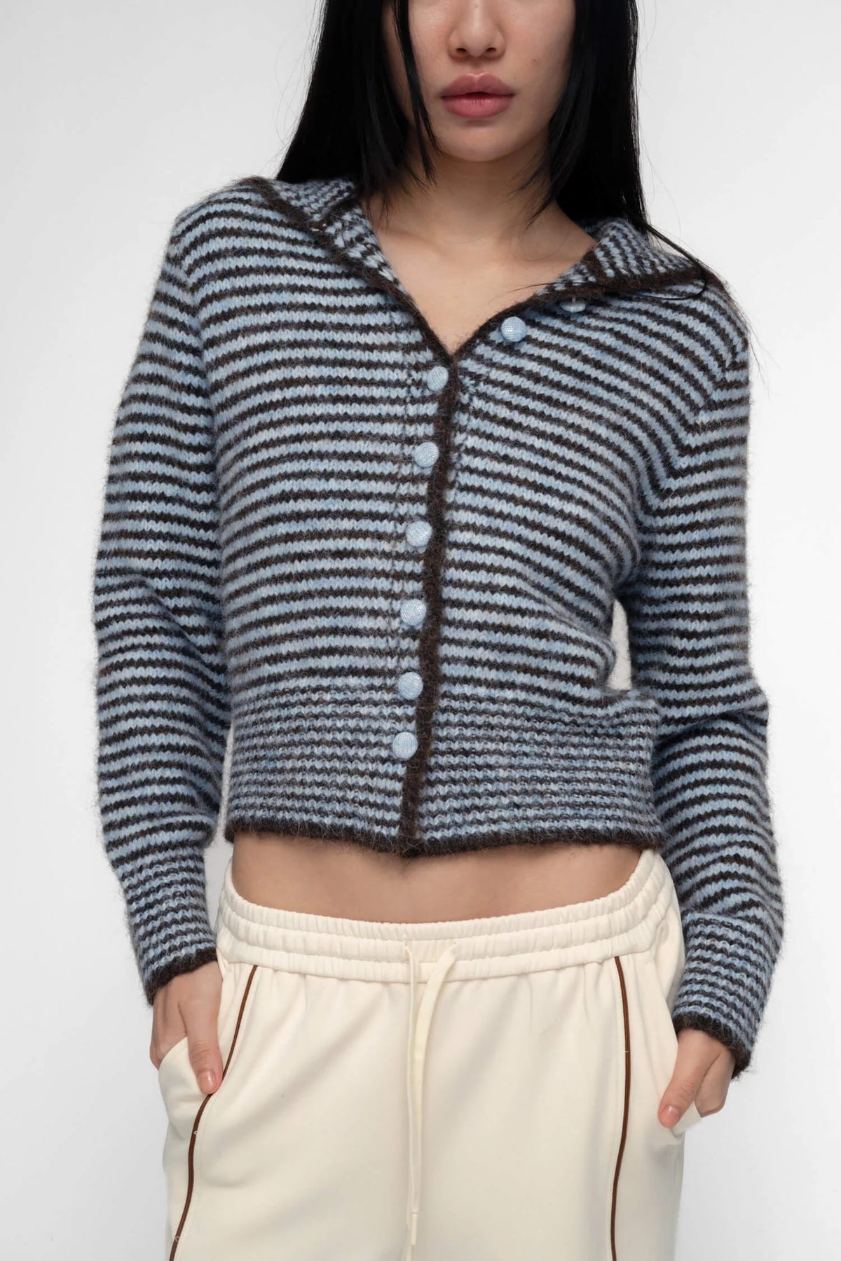 Ho-Sook Knit Cardigan - Blue Stripe