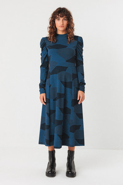 Lano GOTS Dress - Blue & Black