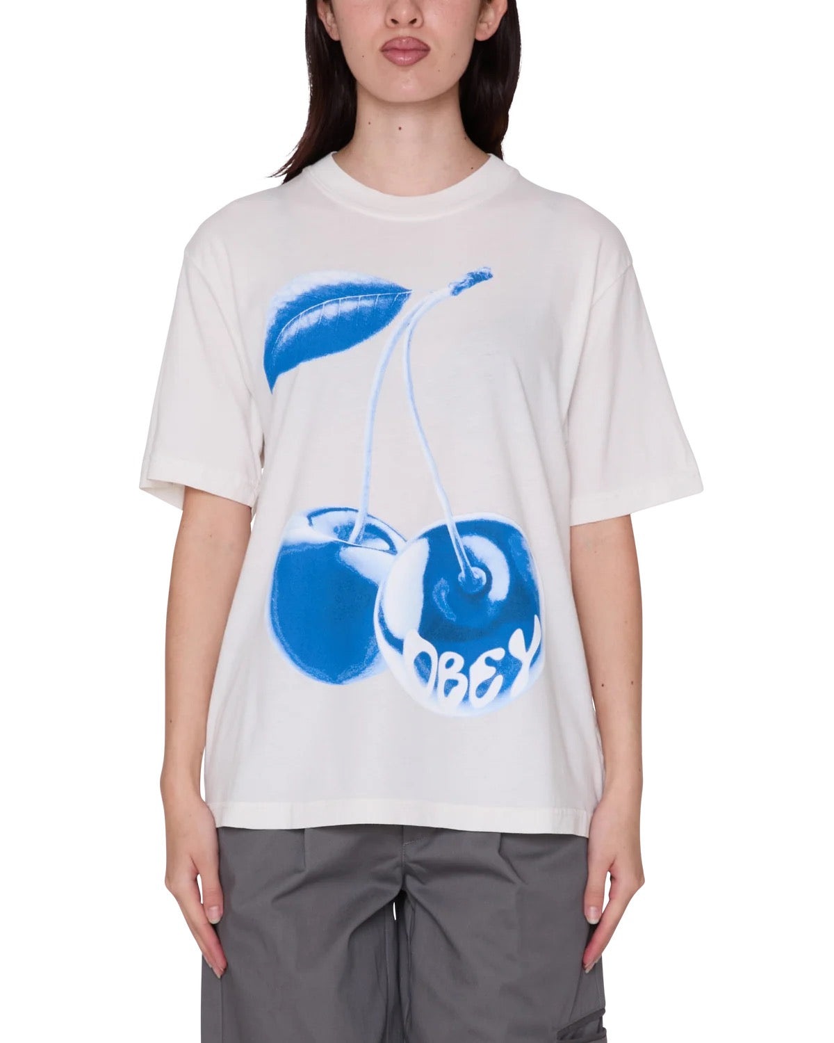Blue Cherry Tee - Chalk White