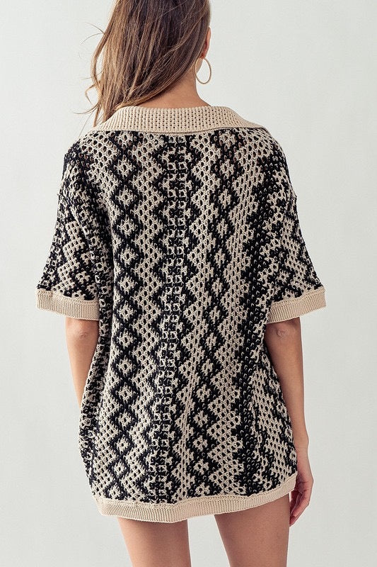 Patterned Crochet Knit Top