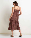 Taj Hemp Tiered Midi Sleeveless Dress - Chestnut Floral